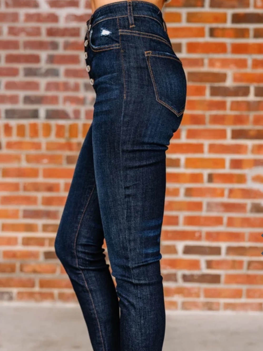 KanCan Dark Blue High-Rise Button-Fly Skinny Jeans - Picture 3 of 8